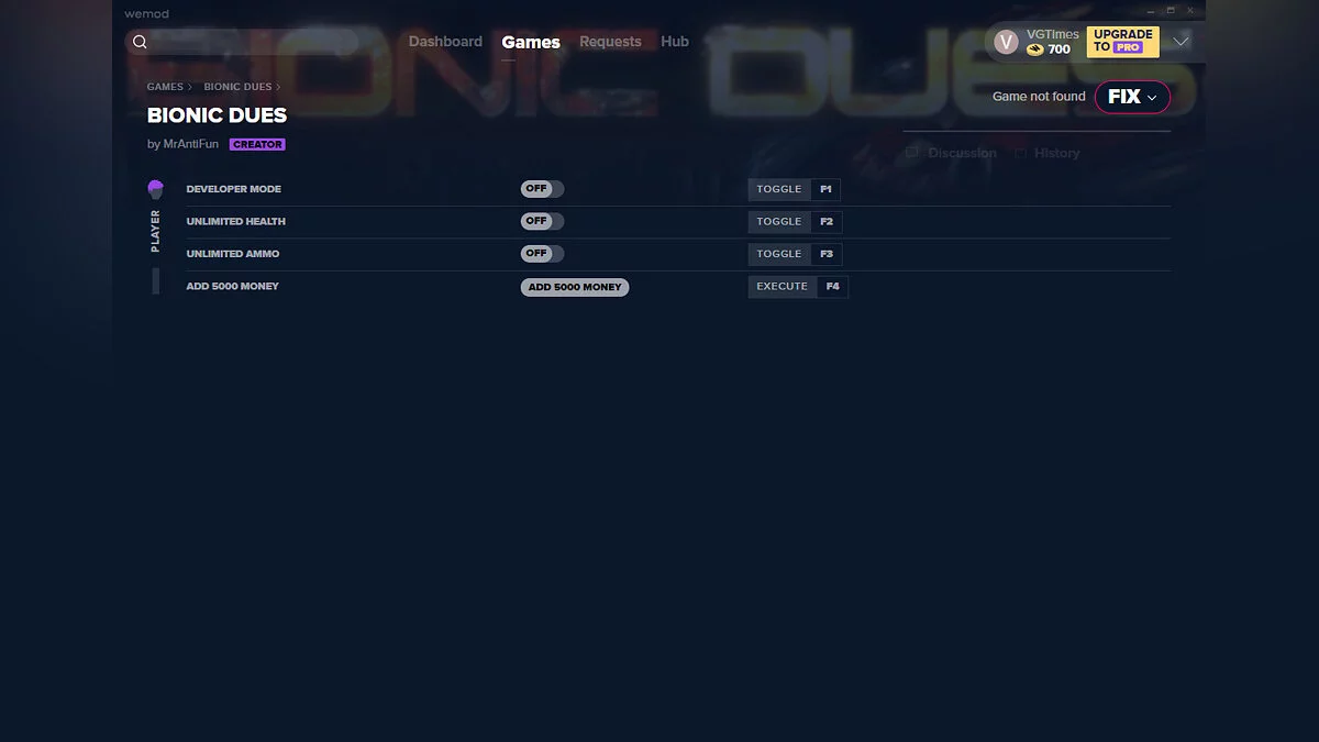 Bionic Dues — Трейнер (+4) от 27.10.2020 [WeMod]