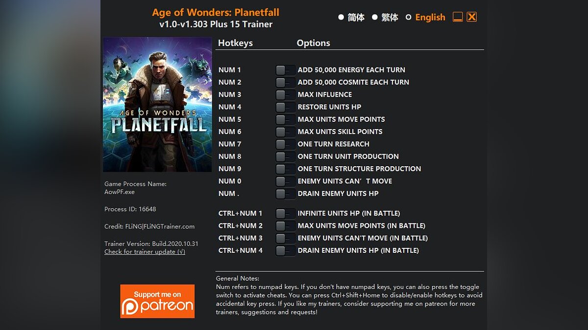 Age of Wonders: Planetfall — Трейнер (+15) [1.0 - 1.303]