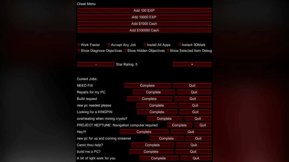 PC Building Simulator — Чит-меню
