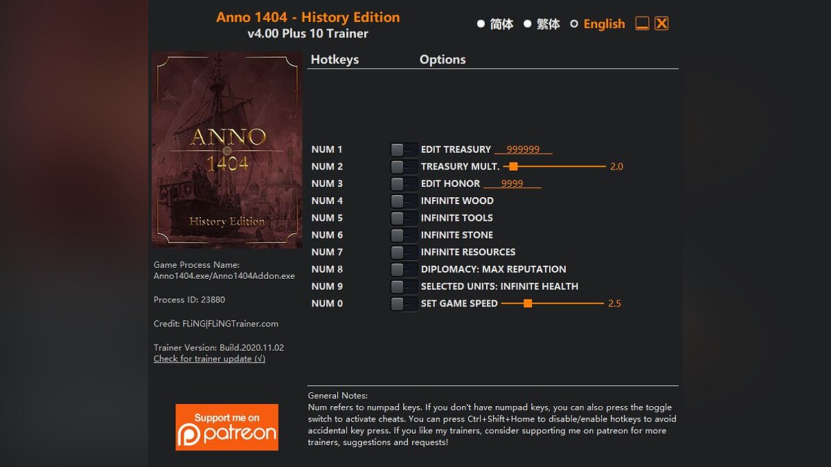 Anno 1404 - History Edition — Трейнер (+10) [1.0]