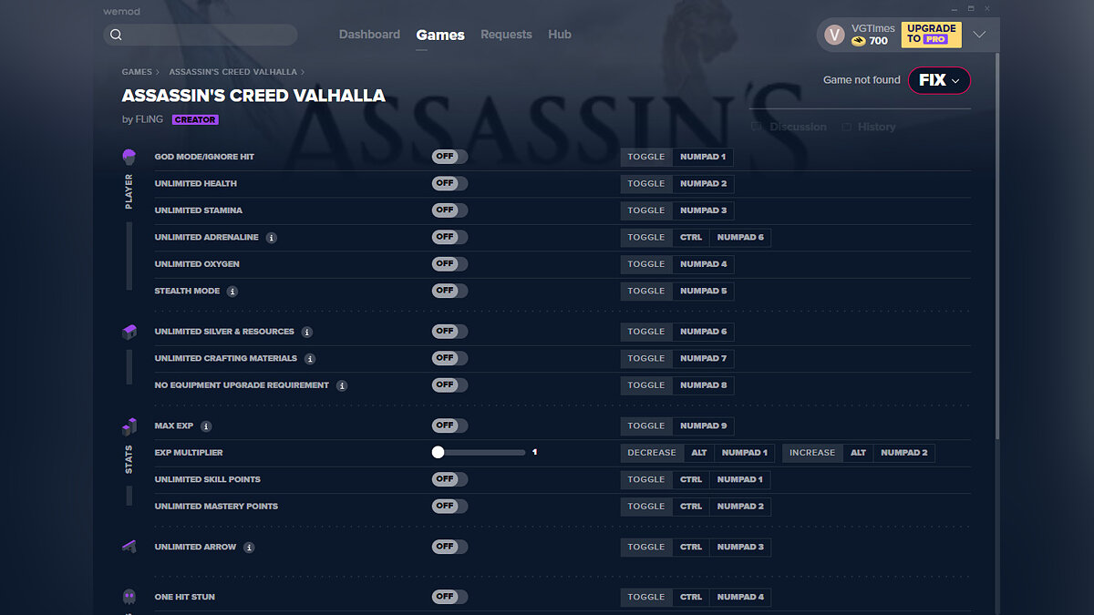 Assassin&#039;s Creed Valhalla — Трейнер (+19) от 12.11.2020 [WeMod] [Uplay]