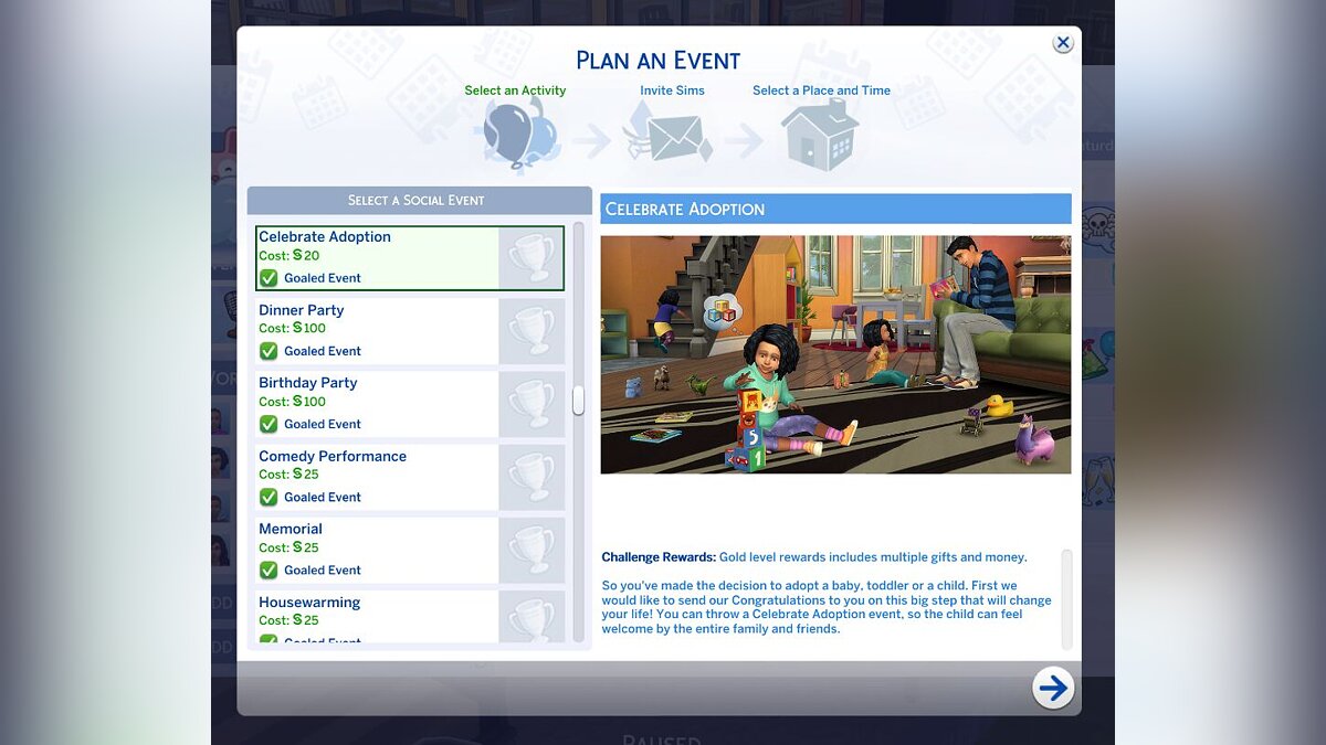 The Sims 4 — Событие — празднование усыновления