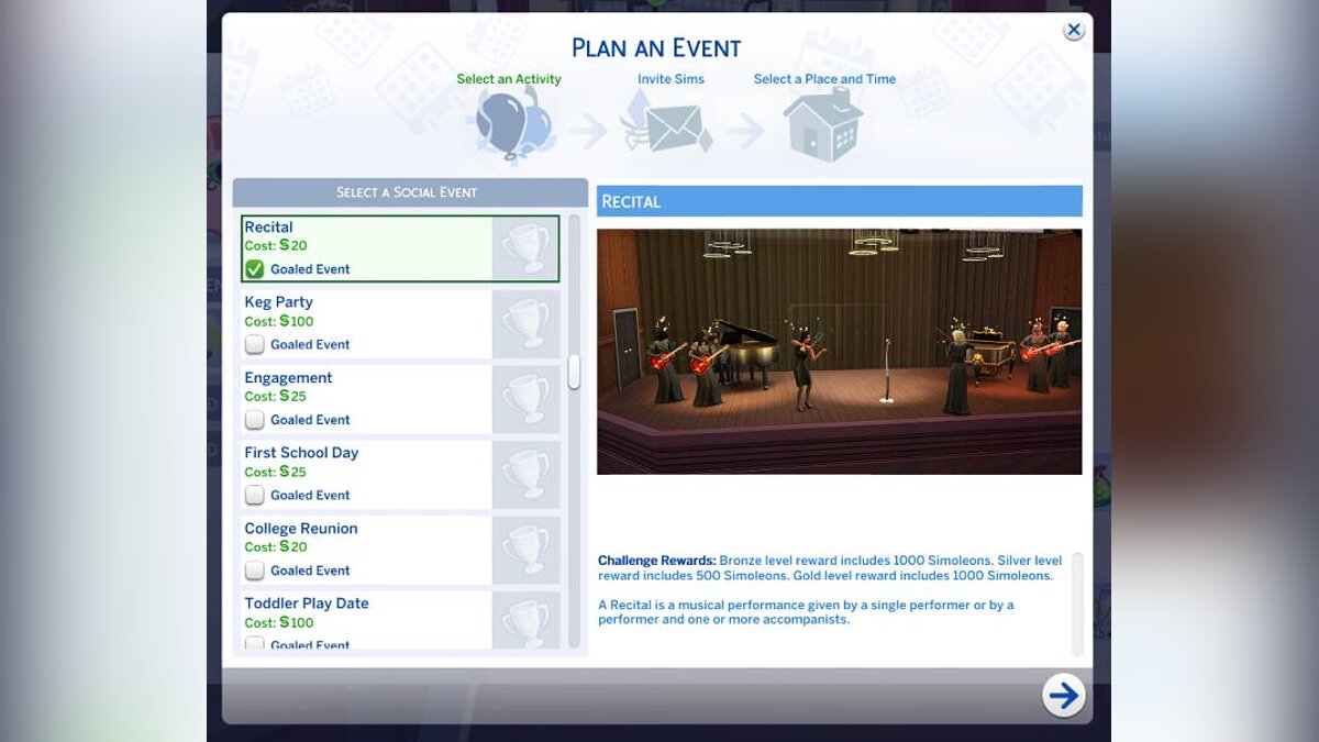 The Sims 4 — Событие — сольный концерт