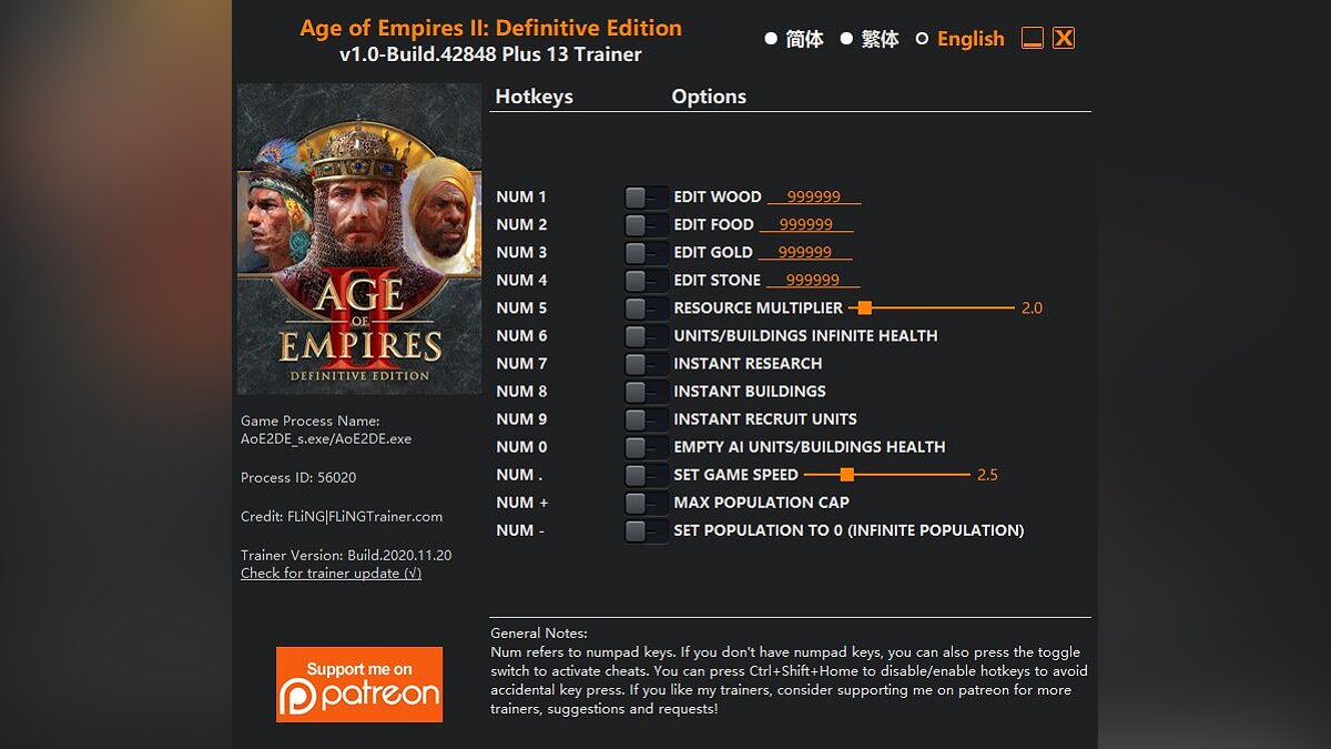 Age Of Empires 2: Definitive Edition — Трейнер (+13) [1.0 - Build.42848]