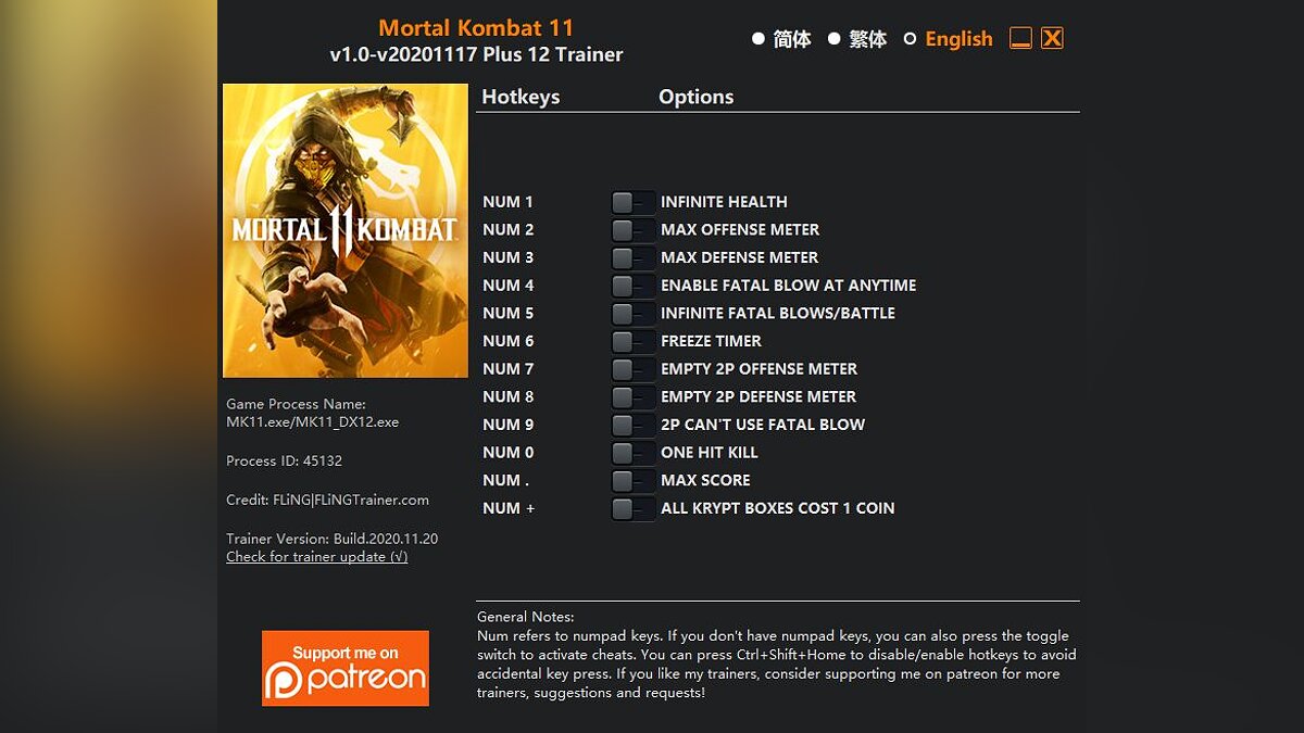 Mortal Kombat 11 — Трейнер (+12) [1.0 - 17.11.2020]