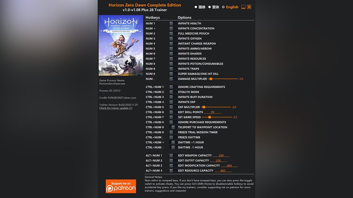 Horizon Zero Dawn Complete Edition — Трейнер (+18/+24/+28) [1.0 - 1.08]