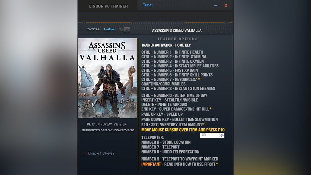 Assassin&#039;s Creed Valhalla — Трейнер (+19) [1.0.4]