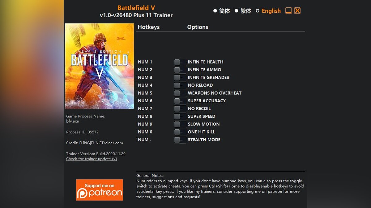 Battlefield 5 — Трейнер (+11) [1.0 - 26480]