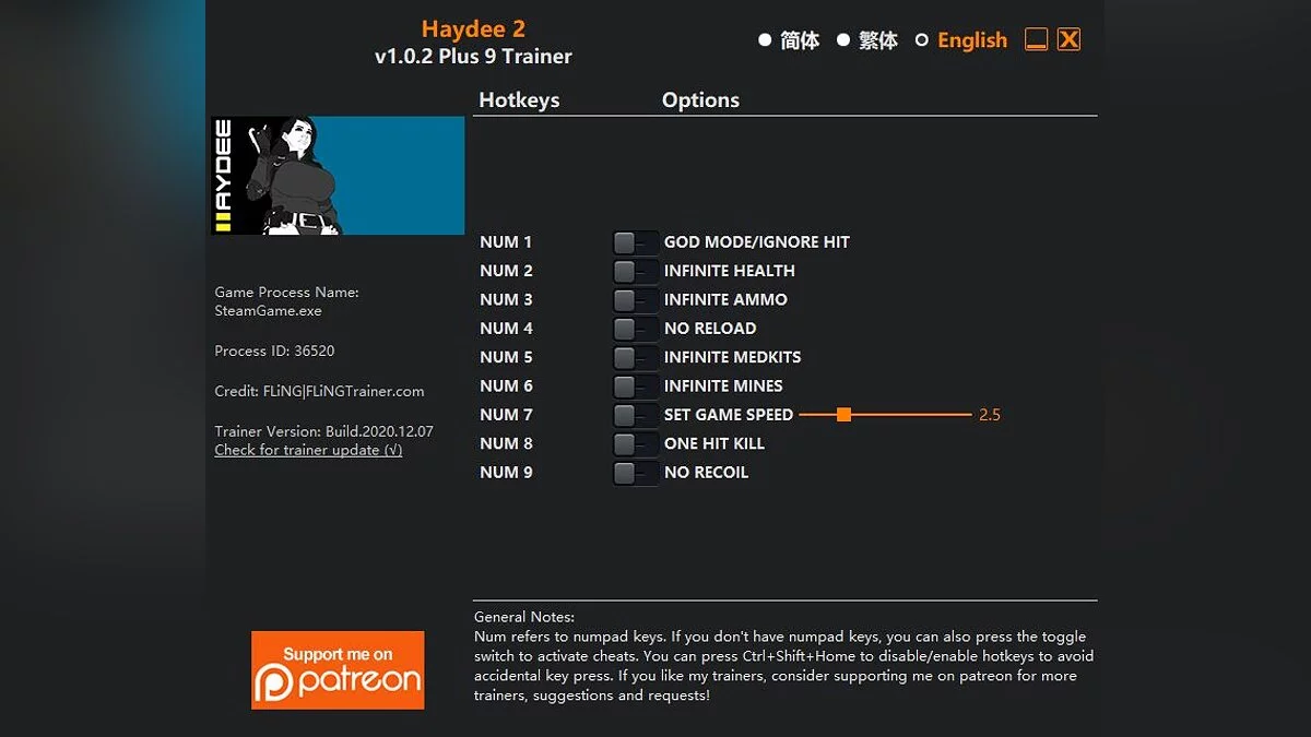 Haydee 2 — Трейнер (+9) [1.0.2]