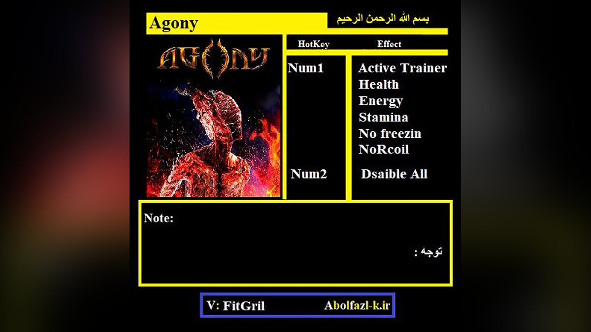 Agony — Трейнер (+5) [UPD:08.12.20]