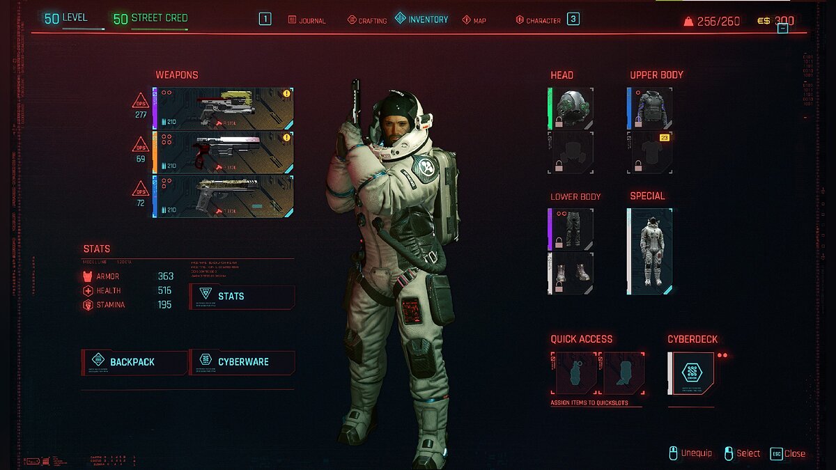 Cyberpunk 2077 — Вся золотая одежда и оружие