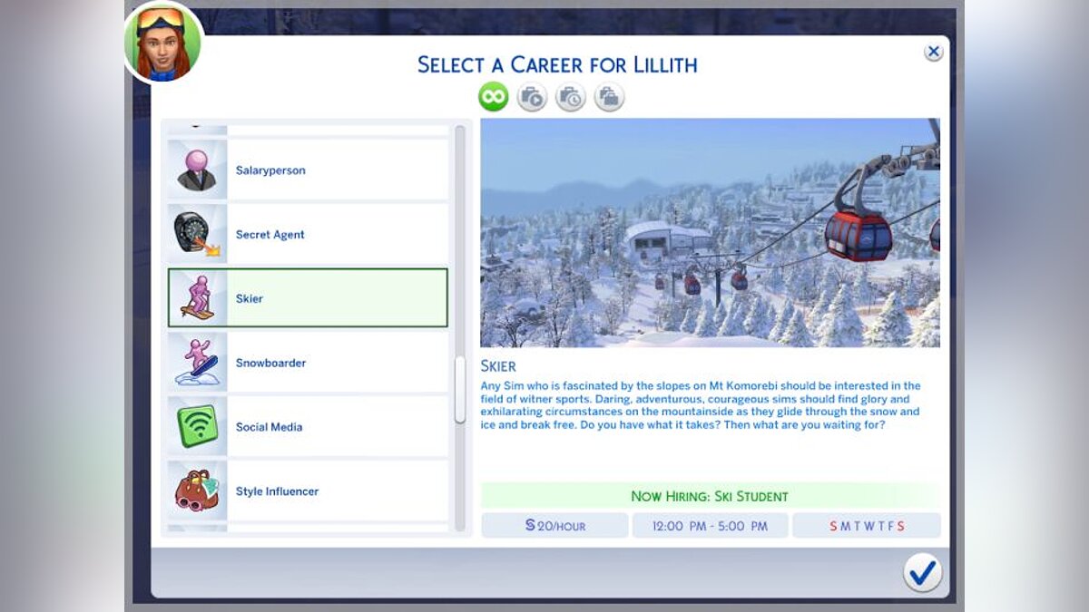 The Sims 4 — Карьера лыжника