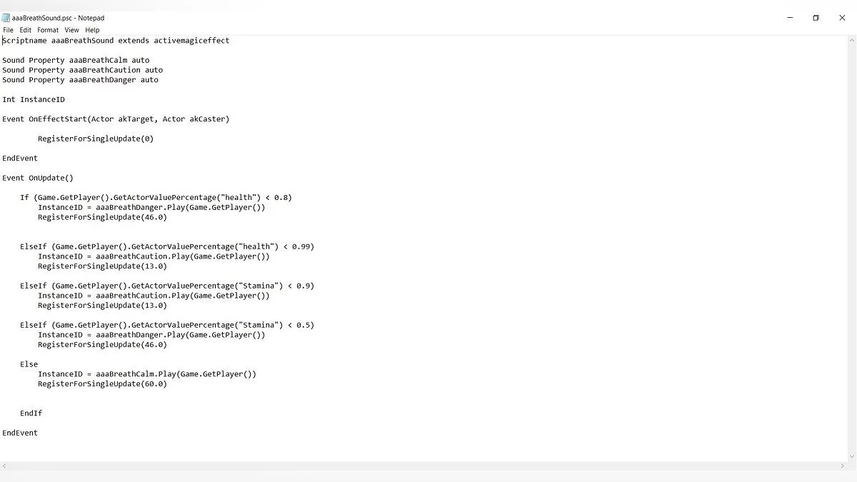 The Elder Scrolls 5: Skyrim Legendary Edition — Звуки дыхания