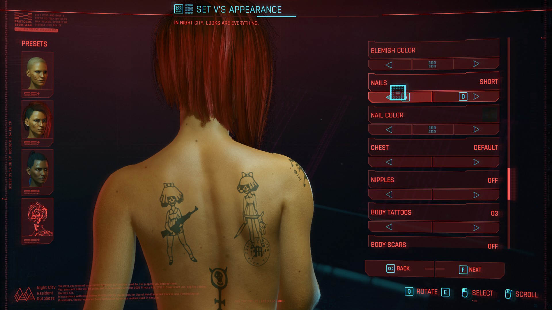 Cyberpunk 2077 Татуировки персонажей