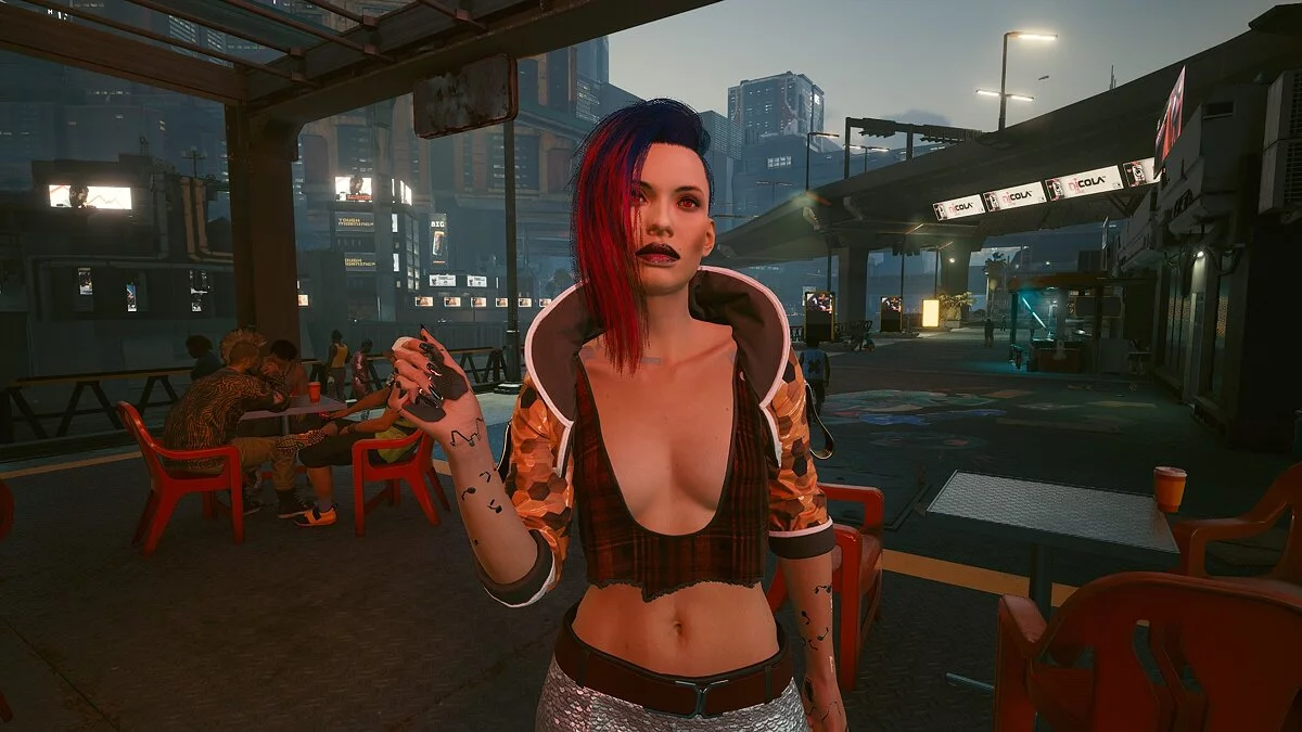 Cyberpunk 2077 — Ви с красно-синими волосами