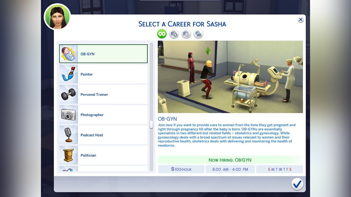 The Sims 4 — Карьера акушера-гинеколога