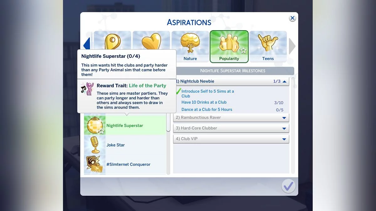 The Sims 4 — Жизненная цель — Ночная жизнь: суперзвезда