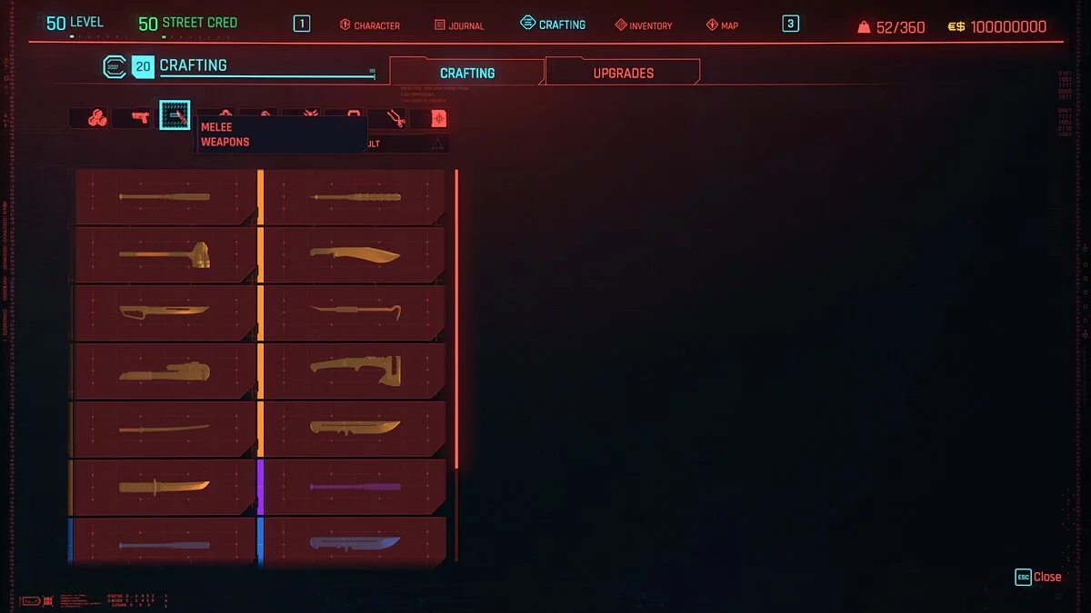 Cyberpunk 2077 — Идентификаторы рецептов крафта