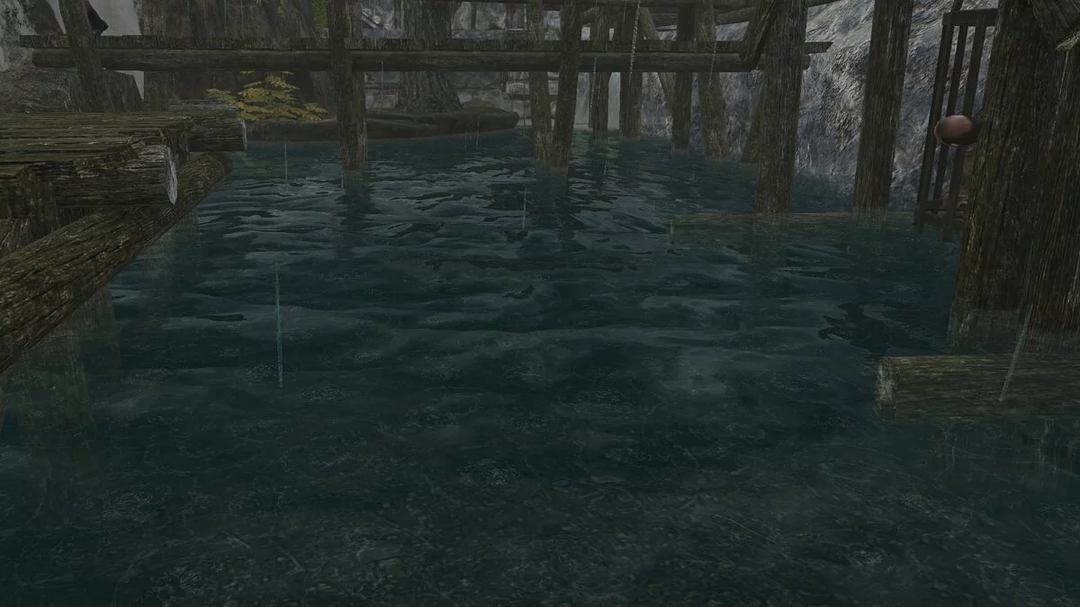 Elder Scrolls 5: Skyrim Special Edition — Рябь дождя на воде в городах