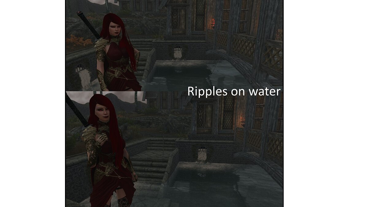 Elder Scrolls 5: Skyrim Special Edition — Рябь дождя на воде в городах