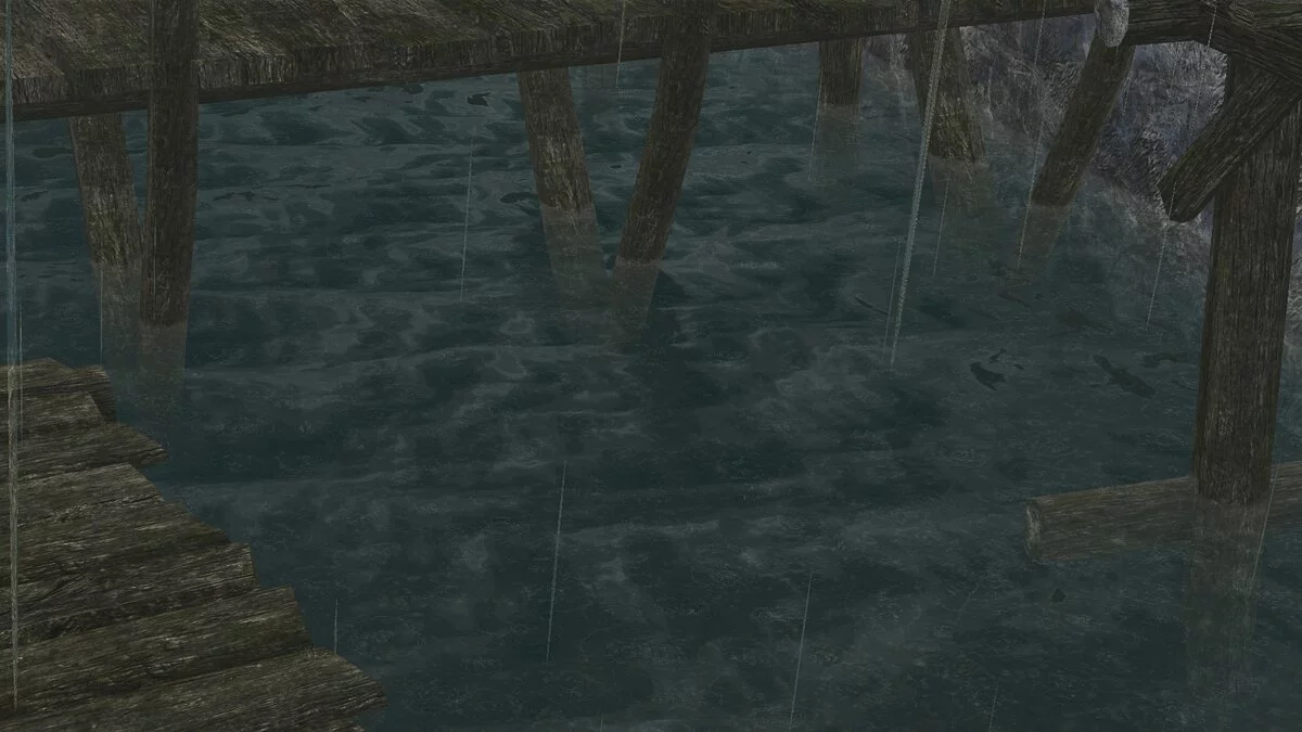 Elder Scrolls 5: Skyrim Special Edition — Рябь дождя на воде в городах