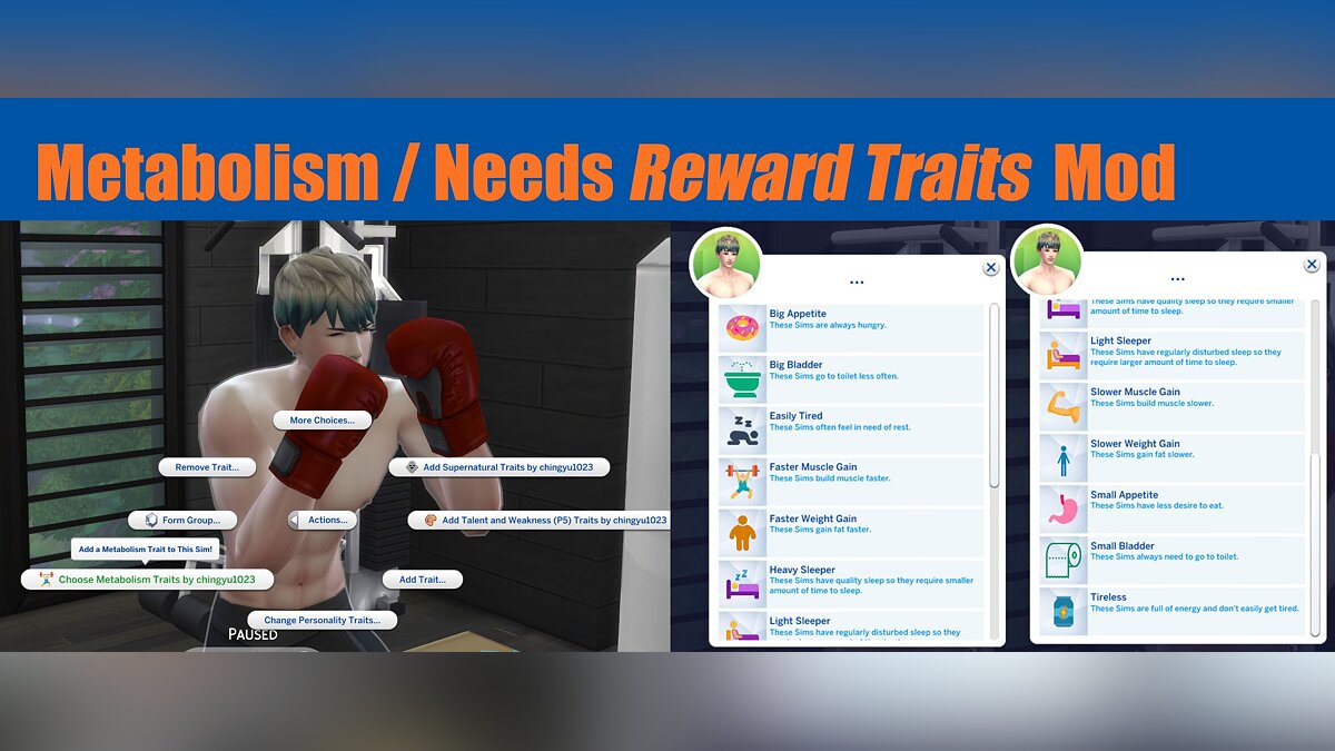 The Sims 4 — Черты характера на метаболизм и потребности