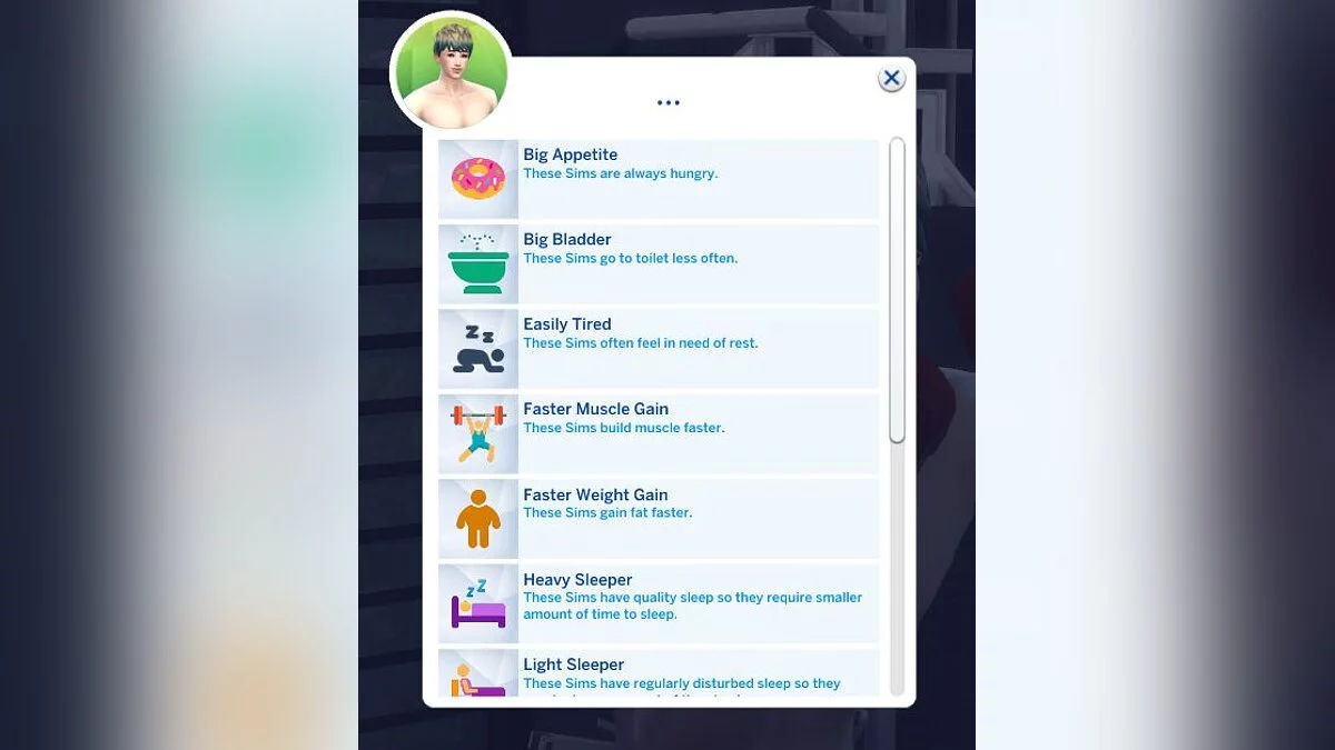 The Sims 4 — Черты характера на метаболизм и потребности