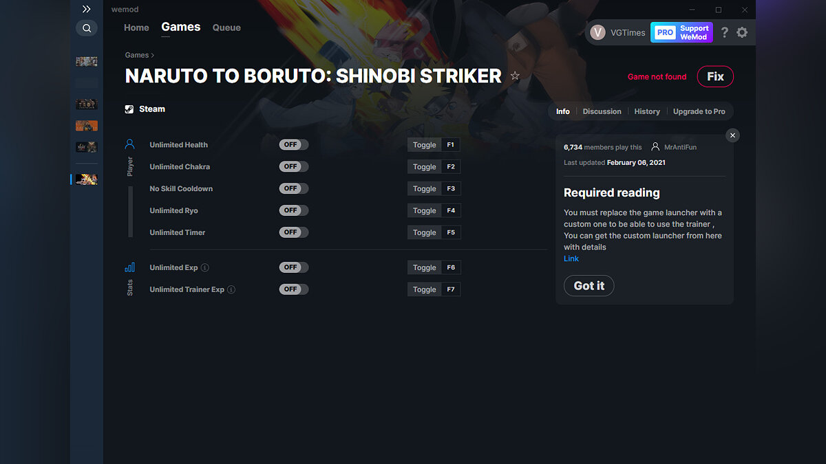 Naruto to Boruto: Shinobi Striker — Трейнер (+7) от 06.02.2021 [WeMod]