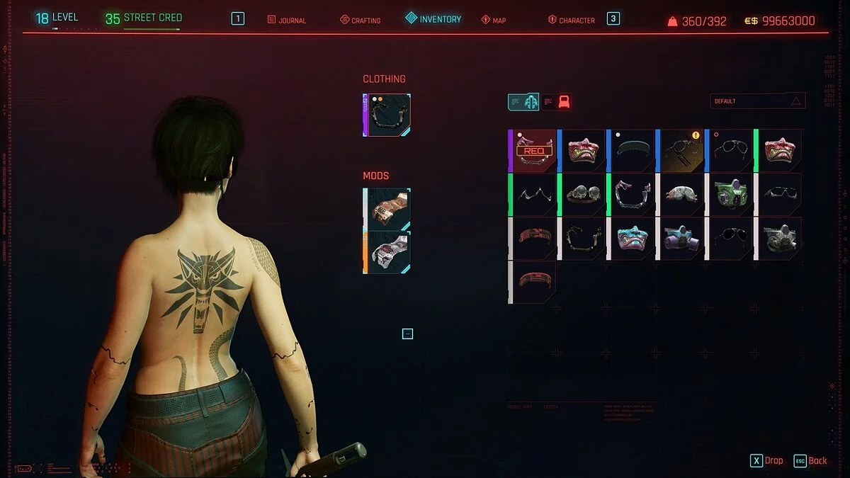 Cyberpunk 2077 — Татуировка волк из игры «Ведьмак 3: Дикая охота»