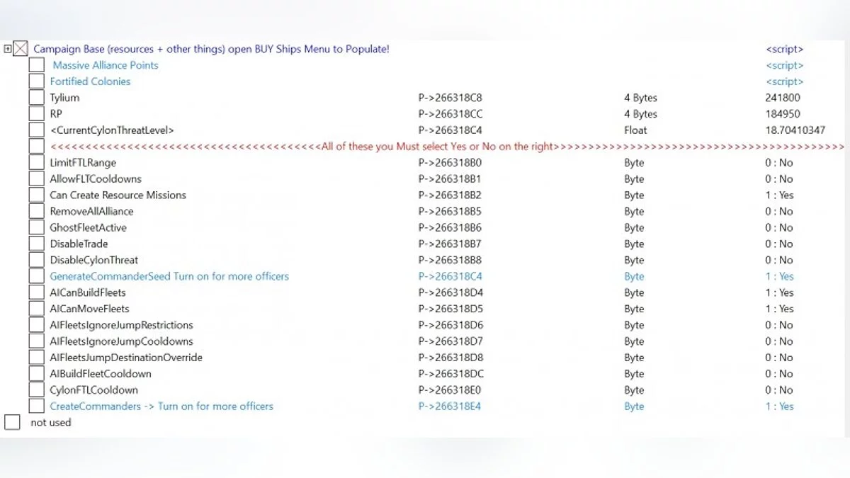 Battlestar Galactica Deadlock — Таблица для Cheat Engine [UPD: 07.02.2021/1.5.113]