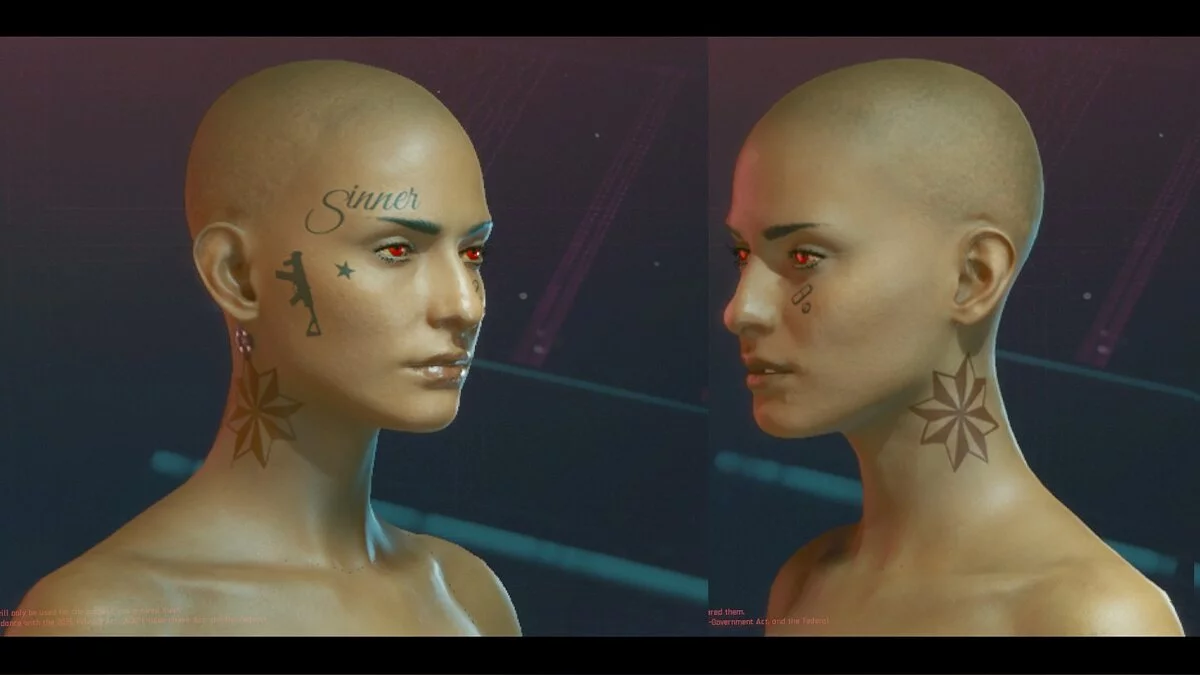 Cyberpunk 2077 — Упрощенные татуировки на лице