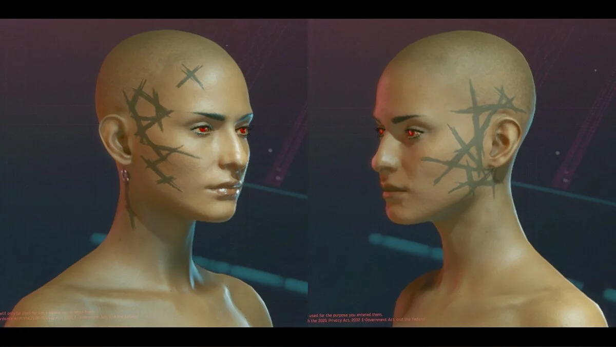 Cyberpunk 2077 — Упрощенные татуировки на лице
