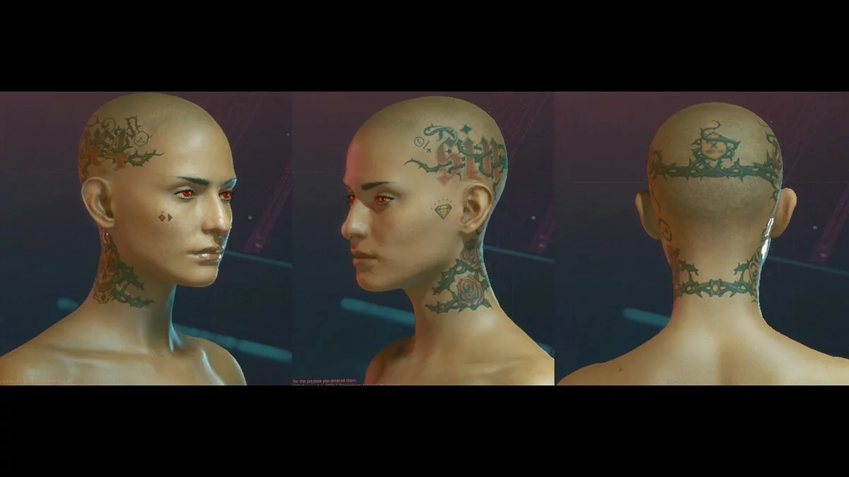 Cyberpunk 2077 — Упрощенные татуировки на лице