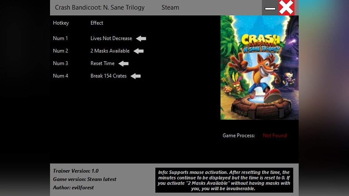 Crash Bandicoot N. Sane Trilogy — Трейнер (+4) [1.0]