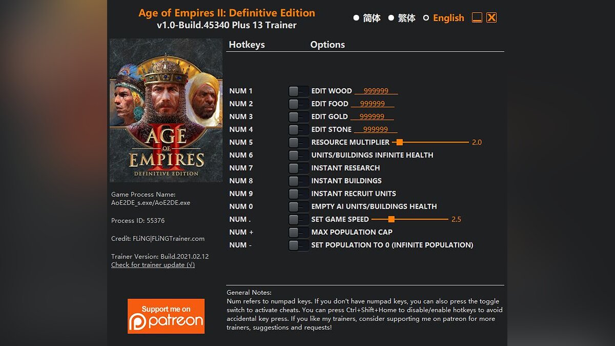 Age Of Empires 2: Definitive Edition — Трейнер (+13) [1.0 - Build.45340]