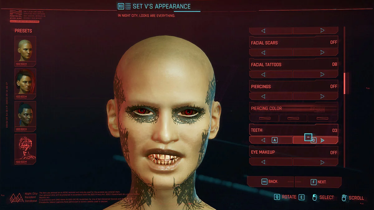 Cyberpunk 2077 — Брутальные черные татуировки