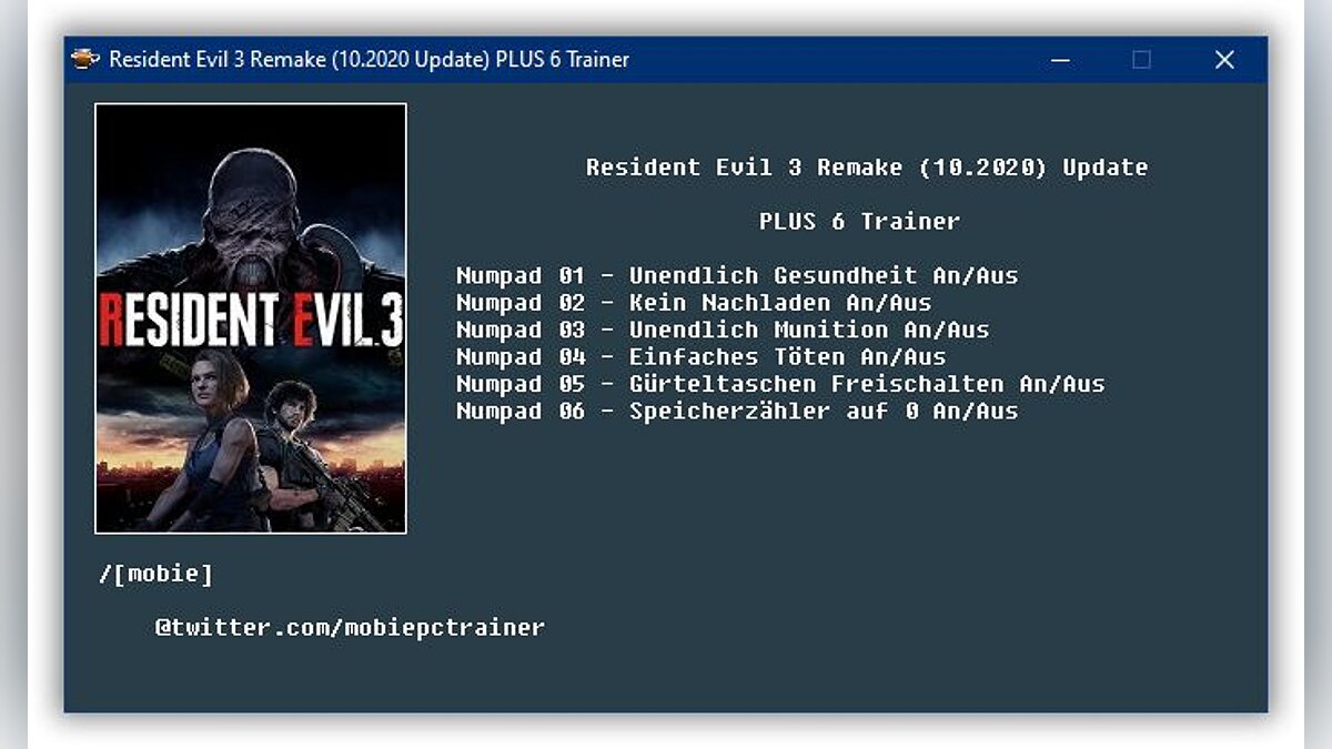 Resident Evil 3 — Трейнер (+6) [UPD:10.2020]