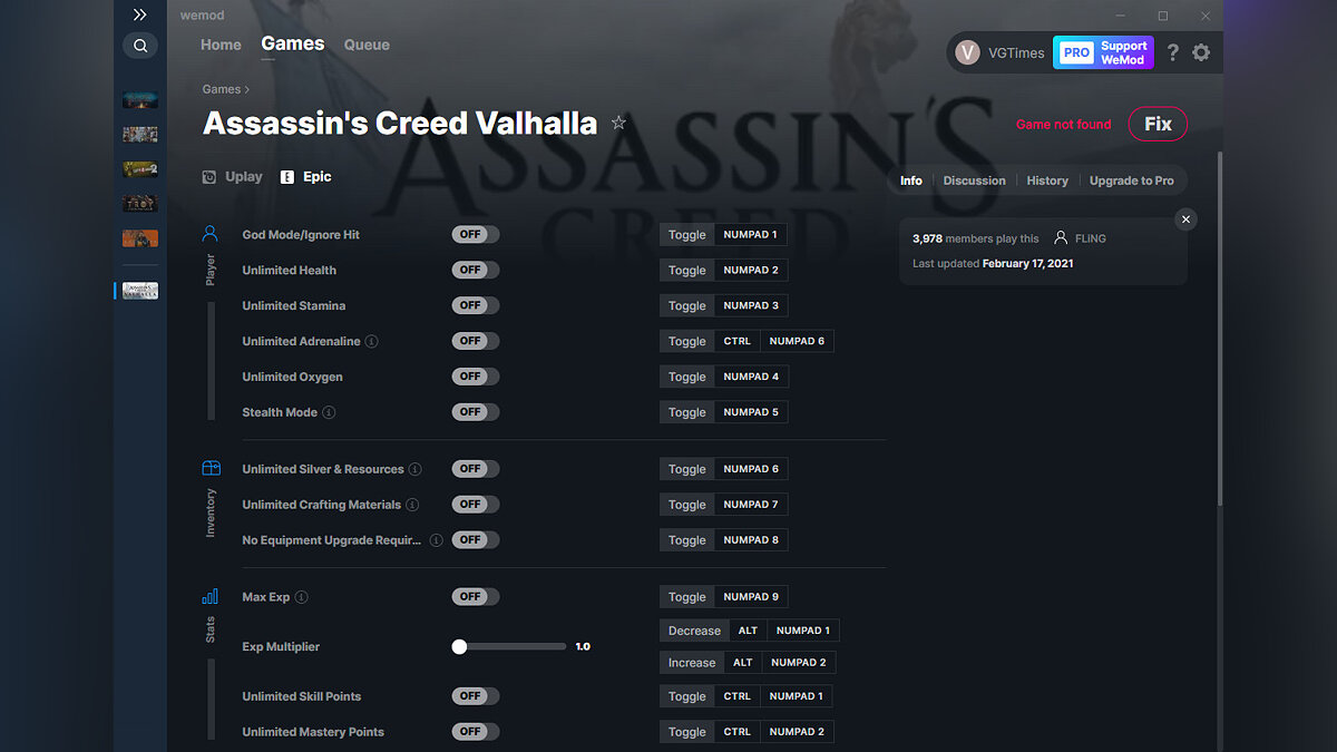 Assassin&#039;s Creed Valhalla — Трейнер (+19) от 17.02.2021 [WeMod]