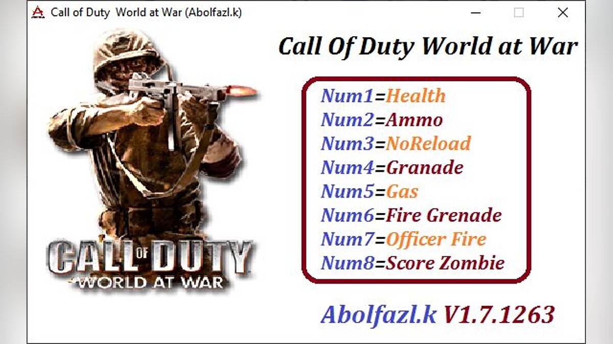 Call of Duty: World at War — Трейнер (+8) [V1.7.1263]