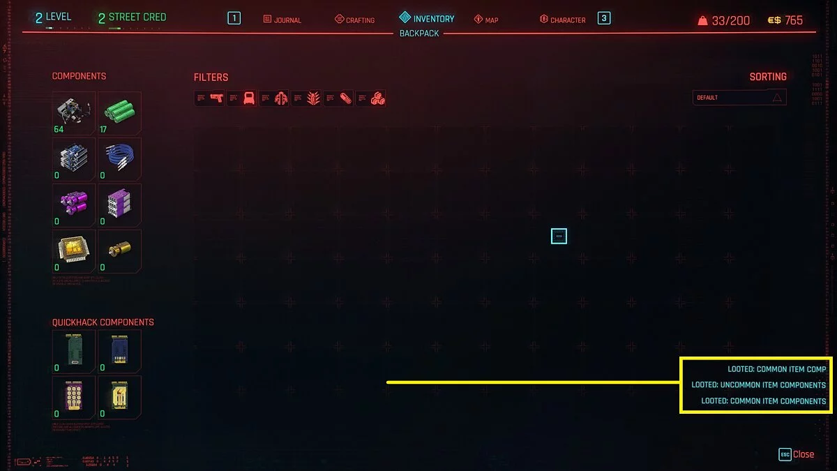 Cyberpunk 2077 — Кнопка «Разобрать мусор»