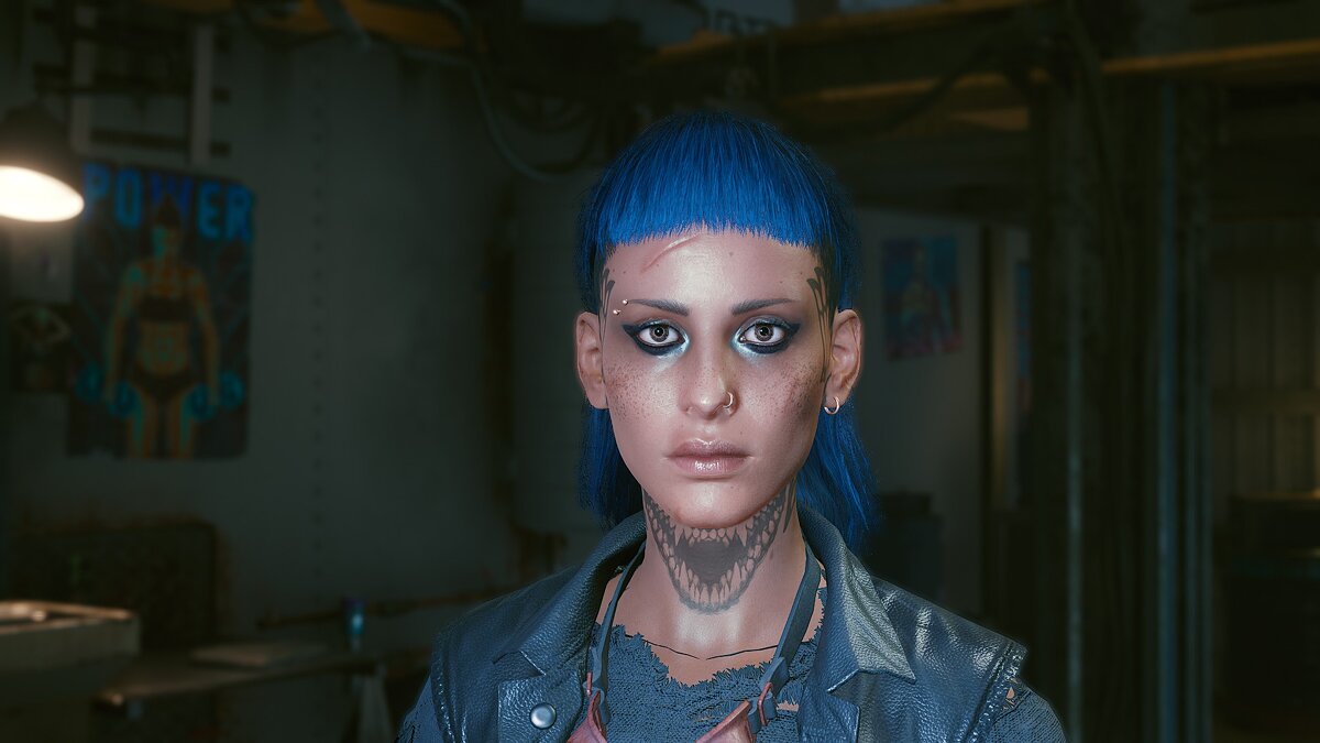 Cyberpunk 2077 — Голубоволосая женщина
