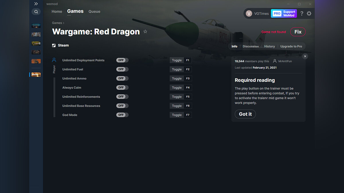 Wargame: Red Dragon — Трейнер (+7) от 21.02.2021 [WeMod]