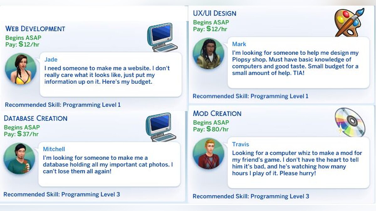The Sims 4 — Подработки для программистов