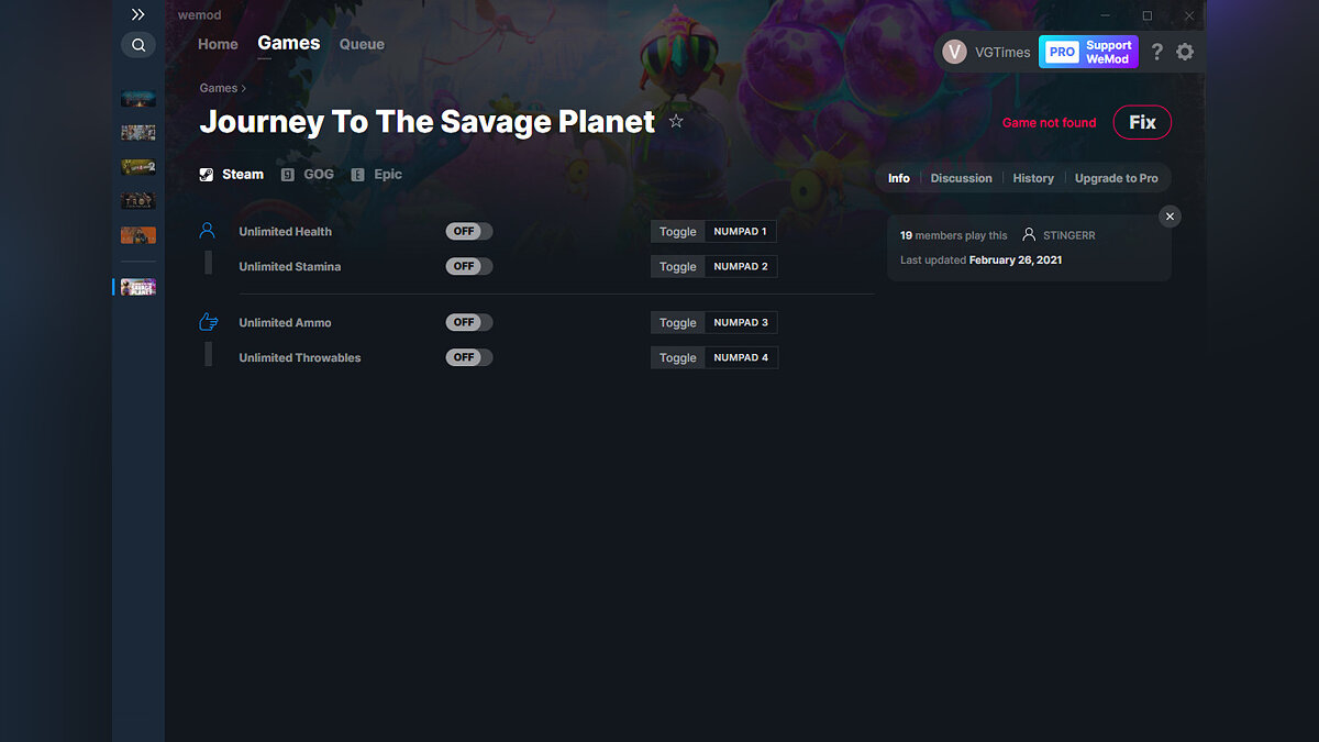 Journey to the Savage Planet — Трейнер (+4) от 26.02.2021 [WeMod]