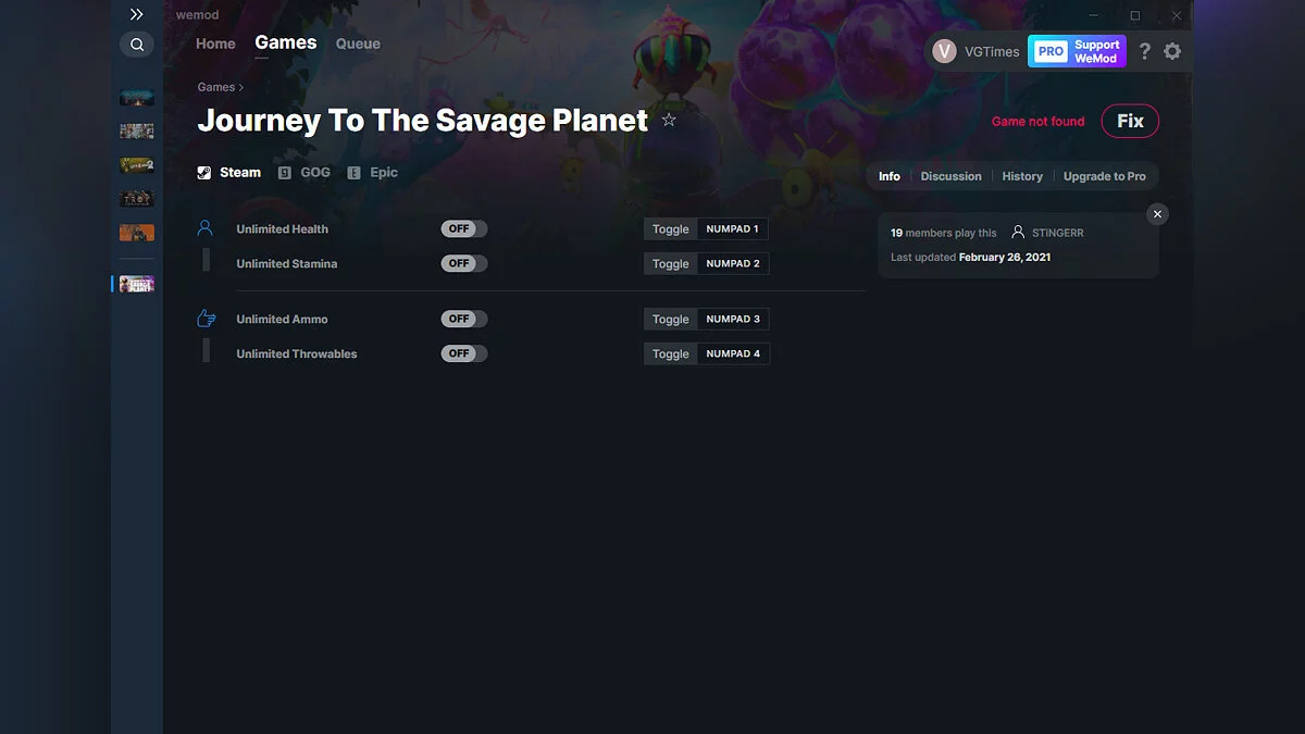 Journey to the Savage Planet — Трейнер (+4) от 26.02.2021 [WeMod]