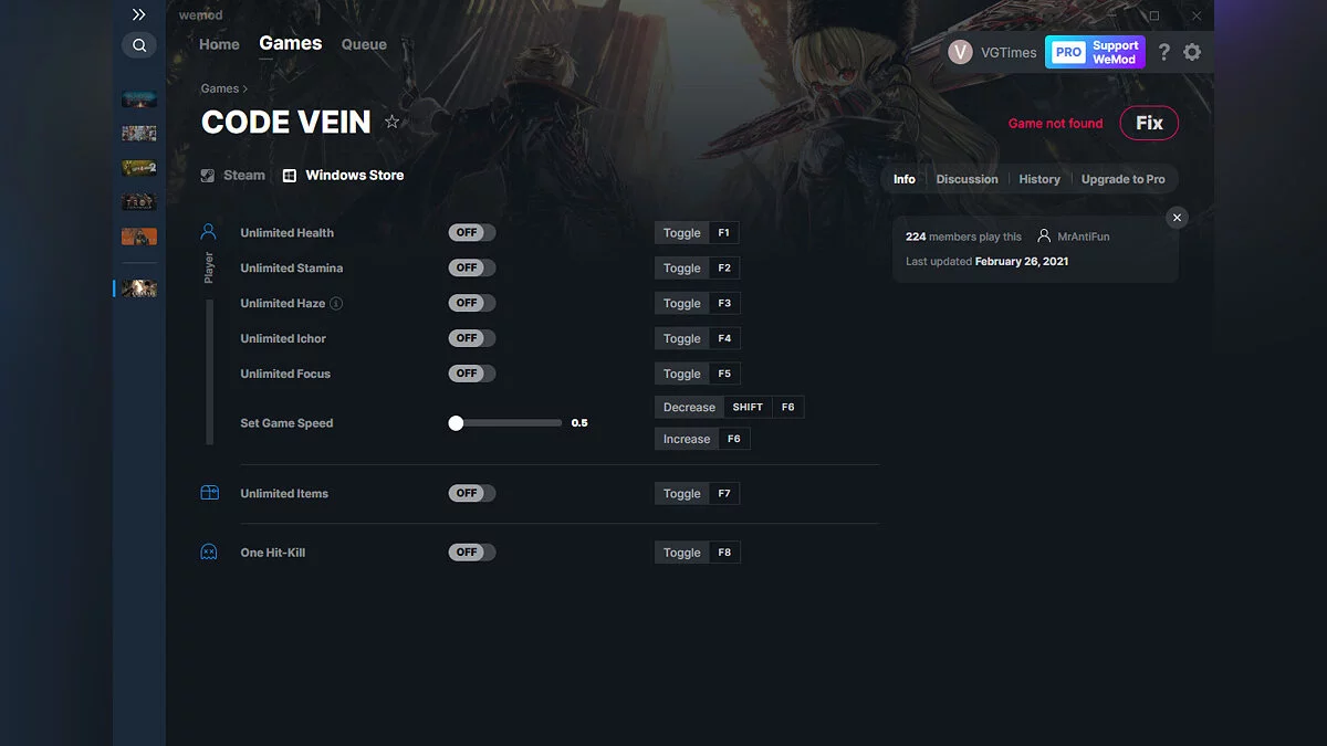 Code Vein — Трейнер (+8) от 26.02.2021 [WeMod]