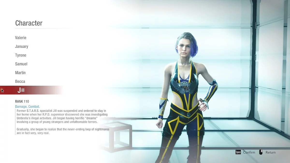 Resident Evil: Resistance — Удаление повязки на глазу для Джилл