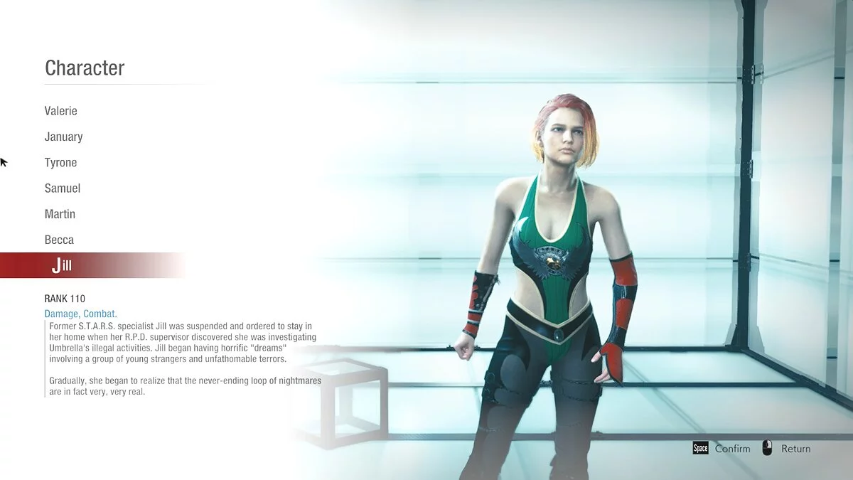 Resident Evil: Resistance — Удаление повязки на глазу для Джилл