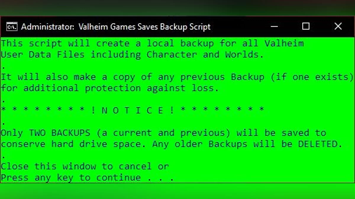 Valheim — Создание резервной копии
