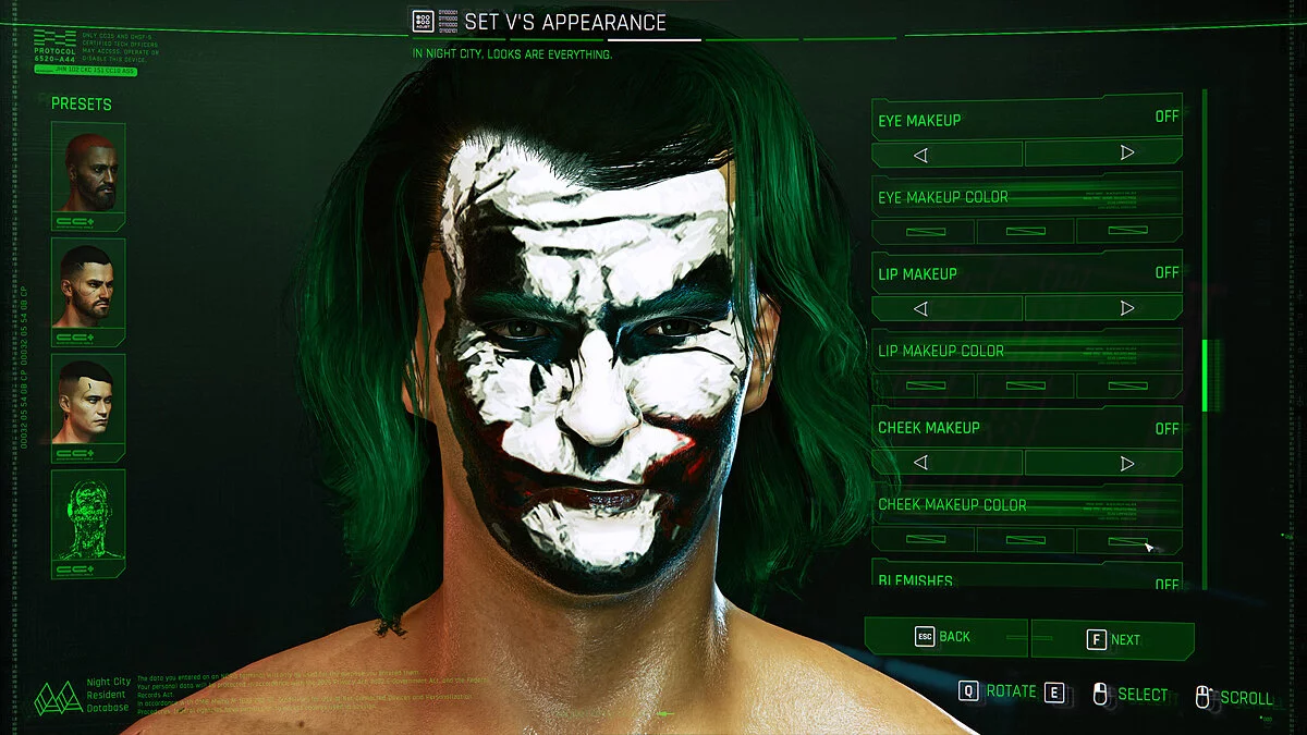 Cyberpunk 2077 — Новые раскраски для лица